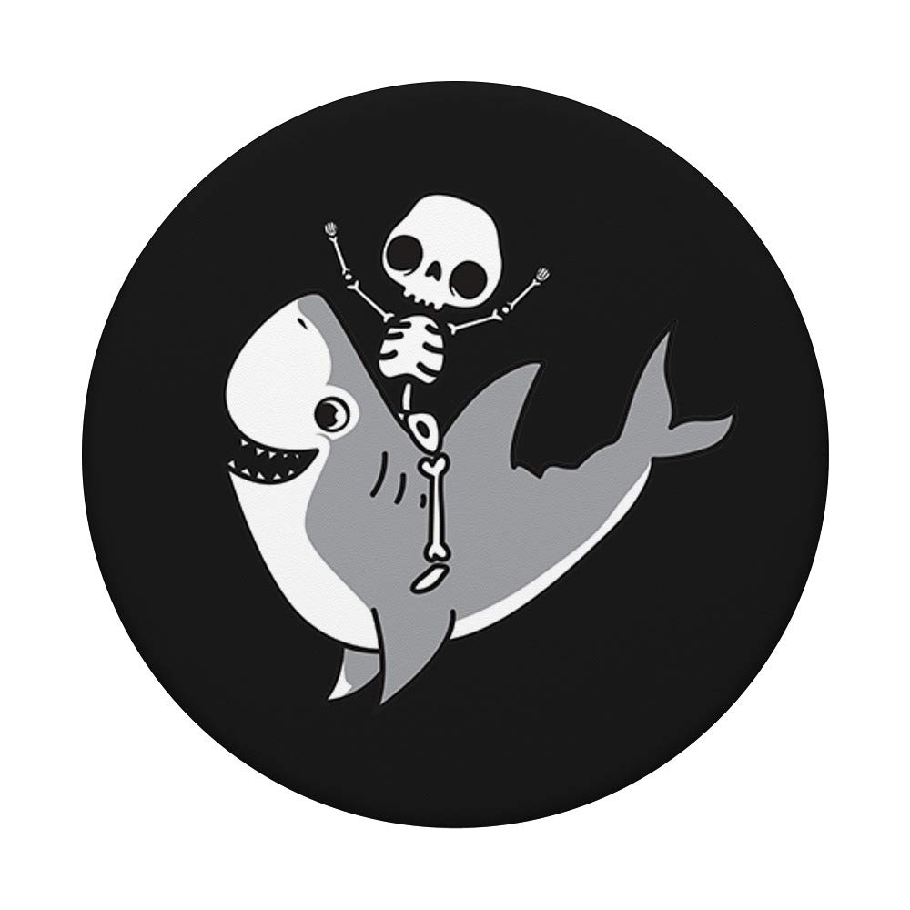 Funny Skeleton Riding Shark Halloween Costume Gift - Swappable PopSockets PopGrip for Phones & Tablets - Perfect for Halloween Parties, Cosplay & Phone Accessories