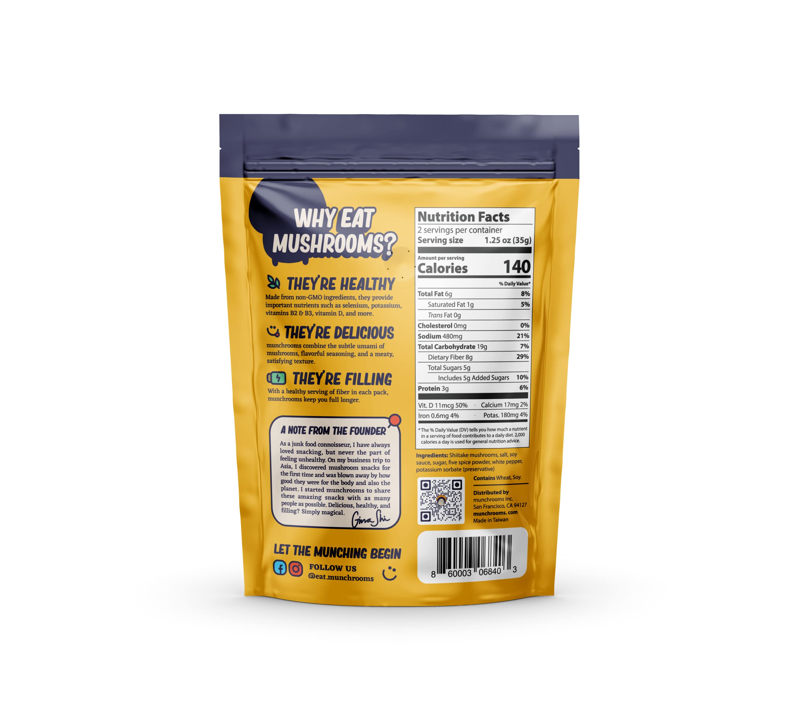 5-Spice Forever Original Vegan Mushroom Jerky - 6 Pack (2.5oz Each) | 100% Plant-Based Shiitake Snacks | Non-GMO Healthy Jerky Alternative | Perfect for Hiking, Camping & Keto Diets