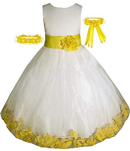 Ivory Tulle Flower Girl Dress with Rose Petals - Elegant Wedding, Pageant, Easter & Birthday Party Gown | Made in USA | Perfect for Special Occasions & Photo Shoots