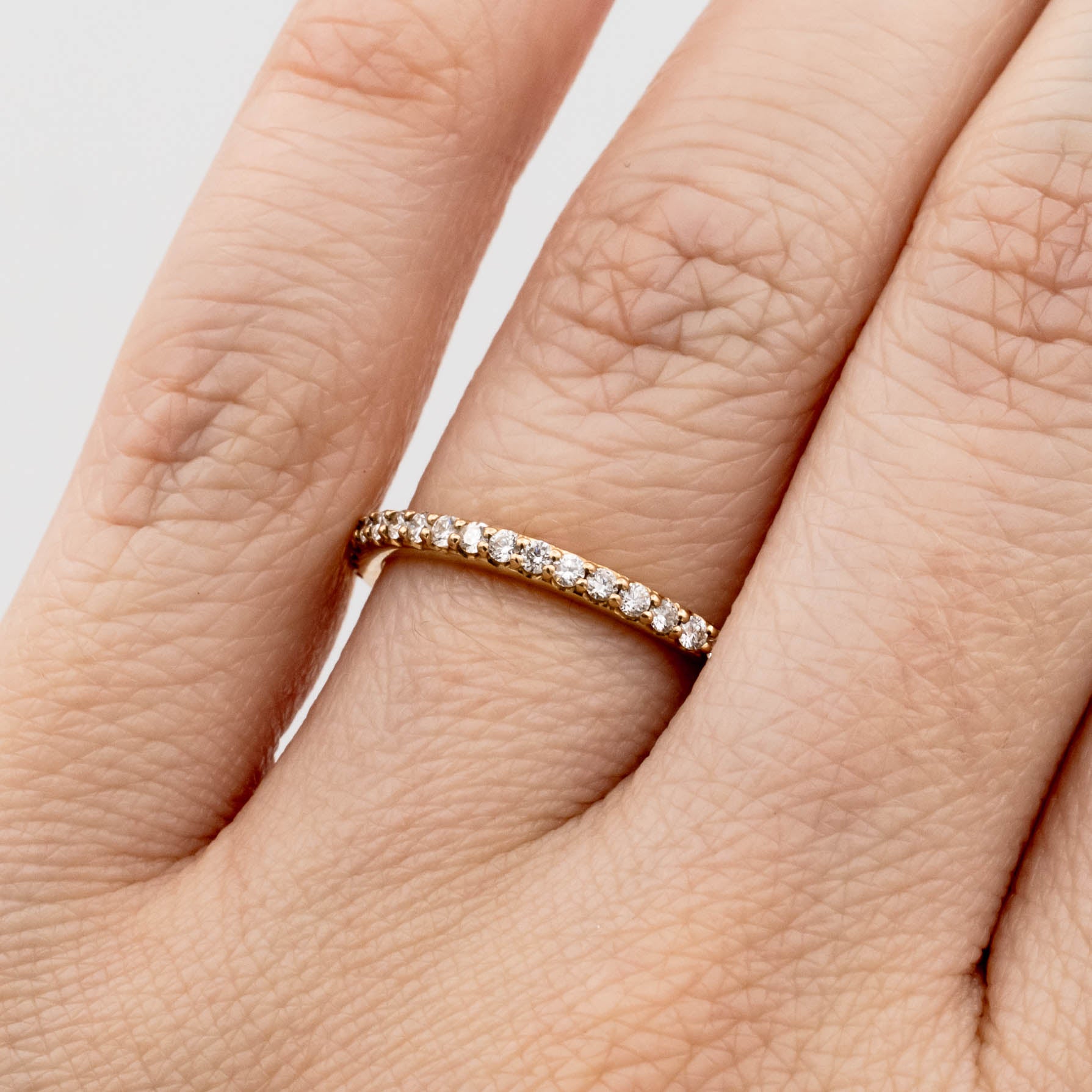 14K White Gold Pave Diamond Wedding Band for Women - Elegant Stackable Ring for Bridal, Anniversary, and Everyday Wear