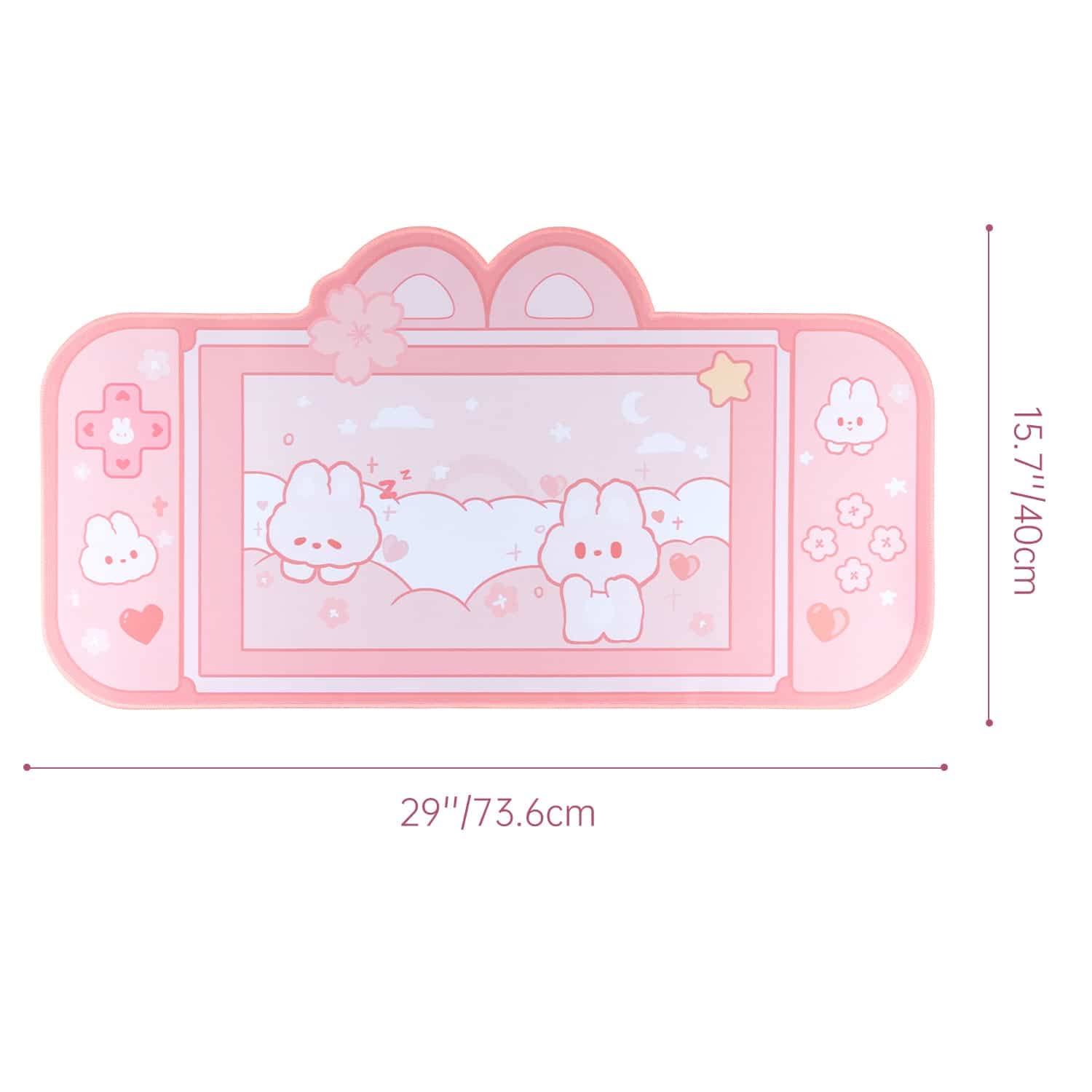 BelugaDesign Bunny Desk Pad - Large Pastel Pink Gaming Mouse Mat for Nintendo Switch, Keyboard & PC - Cute Kawaii Rabbit Anime Desk Protector - Perfect for Easter Gifts, Gaming Setups & Office Workspaces