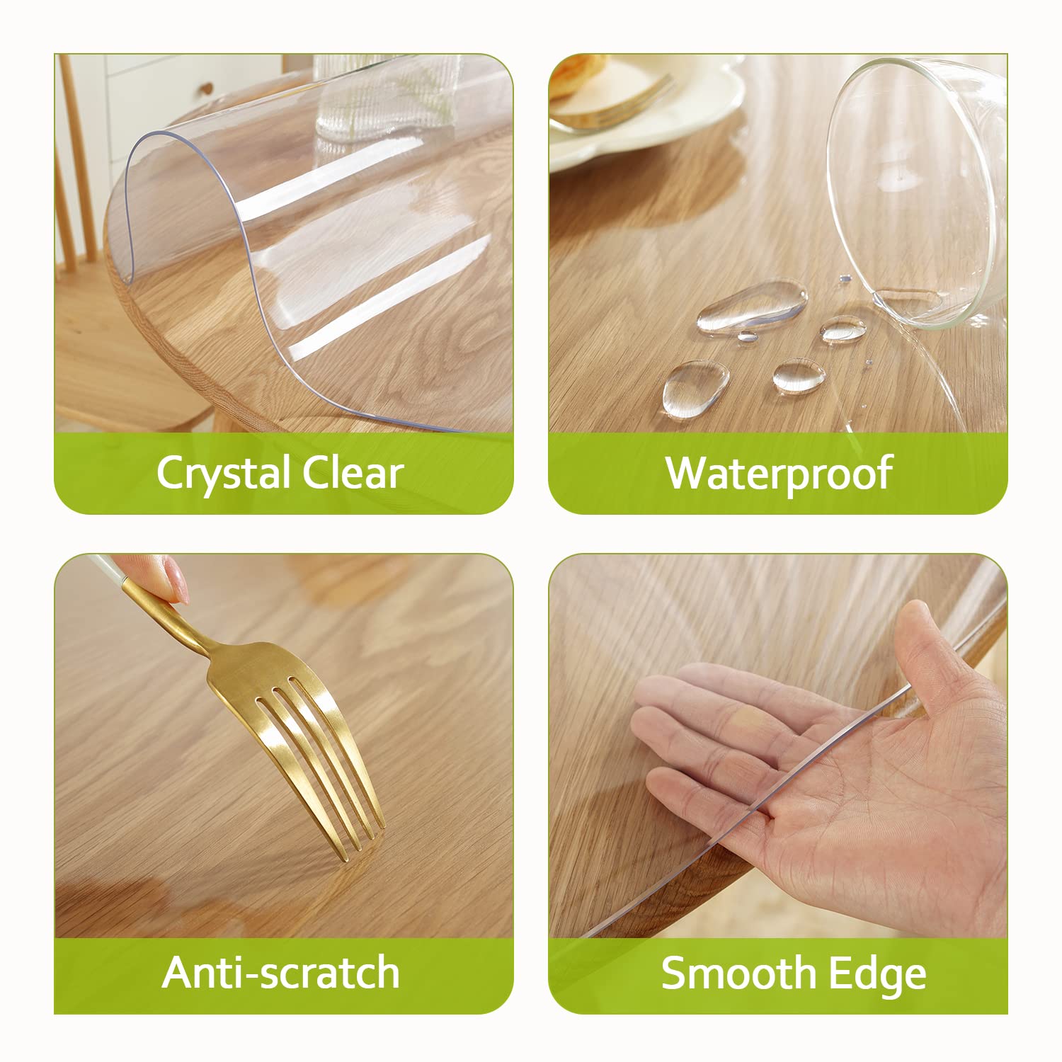 Royhom 41 Inch Clear Round Table Protector - 2mm Thick Durable Plastic Table Cover Pad for Dining, Kitchen, Office & Outdoor Use - Scratch Resistant Round Table Top Protector for Daily Protection