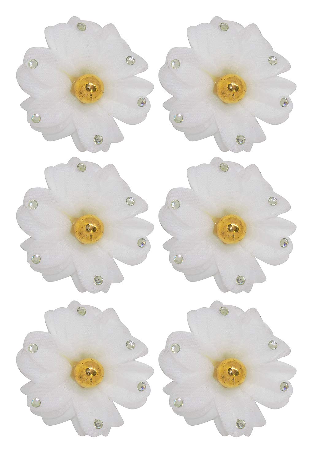 6 Pack Baby Girl Hair Clips with Flowers - Cute Hair Accessories for Toddlers, Kids & Teens - White Bow Clips 15g - Perfect for Parties, School & Daily Wear
