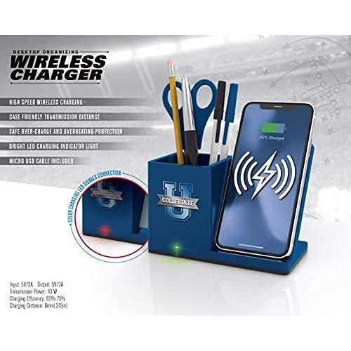 SOAR NCAA Unisex Wireless Charging Stand & Desktop Organizer - Fast Qi Charger for iPhone 15/14/13, Samsung Galaxy - Perfect for Office, Home Desk, Dorm Room Organization & Phone Charging