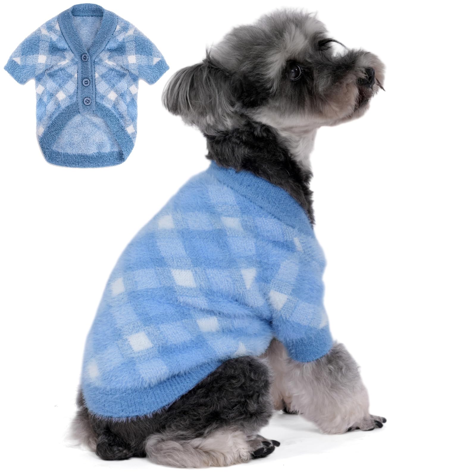 Warm Soft Dog Sweater for Small, Medium & Large Dogs - 2/3 Pack Cozy Pet Clothes for Puppies & Cats - Winter Christmas Dog Shirts for Boys & Girls (Blue, Medium) - Perfect for Cold Weather & Holiday Outfits