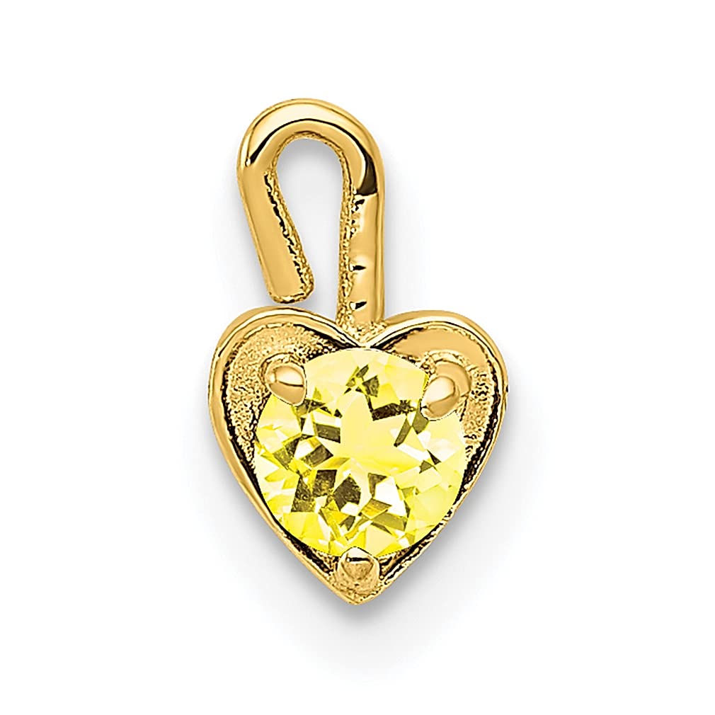 14K Yellow Gold November Birthstone Heart Charm Necklace - Synthetic Citrine Pendant for Women, Dainty Love Jewelry Gift for Her, Perfect for Anniversaries, Birthdays & Valentine's Day