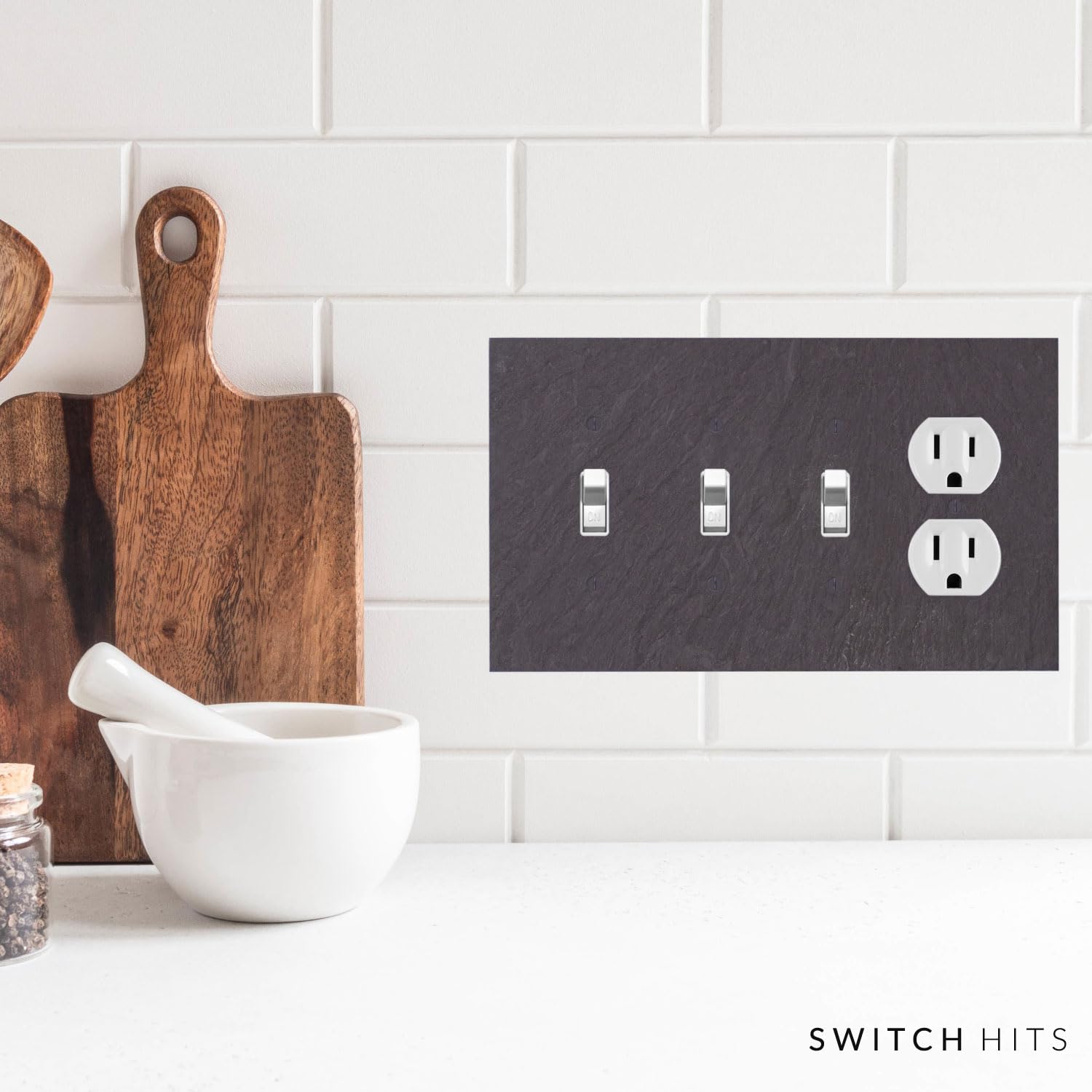 Decorative Vermont Slate Purple Electrical Switch Plate - 4 Gang Outlet Wall Plate (8.5” W x 5” H) | Light Switch Cover & Duplex Receptacle Faceplate for Home, Office & Commercial Use