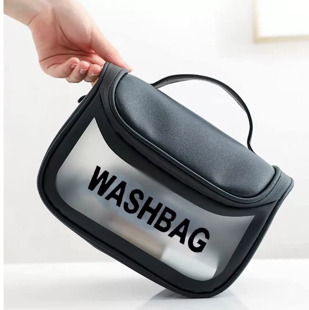 Anayo Large Cosmetic Organizer Bag for Women - Waterproof Makeup Pouch with Zipper, Travel Toiletry Storage Wash Bag - Perfect Gift for Girls & Women (Black) - Ideal for Travel, Gym & Daily Use