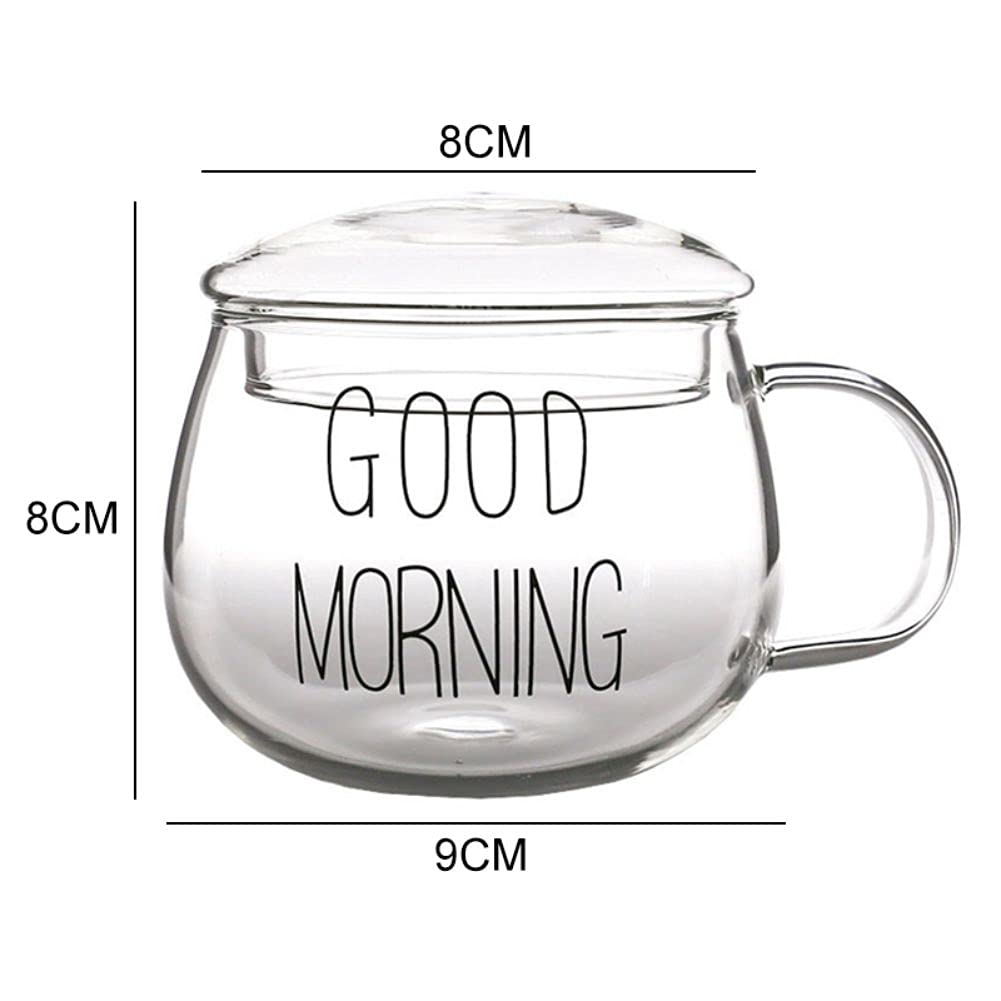Ochine 12 Oz Insulated Glass Coffee Mug with Lid - Crystal Clear Drinking Cup for Hot & Cold Beverages - Perfect for Coffee, Tea, Latte, Cappuccino, Beer - Ideal for Home, Office, Camping & Gifts (1 Pack)