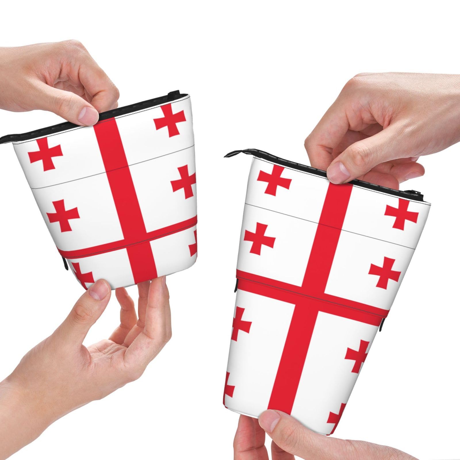 Laos Flag Print Expandable Pencil Case - School Supplies & Makeup Storage Organizer | Telescopic Stationery Bag for Students, Travel, Office & Home Use