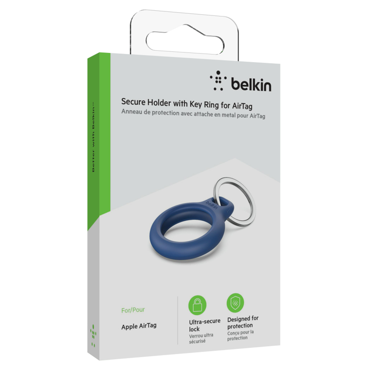 Belkin AirTag Security Keychain - Blue | Secure Your Keys & Belongings for Travel, Work & Daily Use