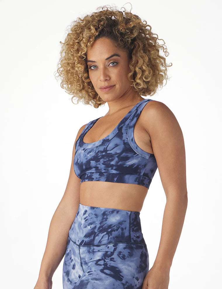 Glyder Women's Ease Cropped Sports Bra Tank Top - Nautical Wash Blue | Workout, Yoga & Running Comfort | Moisture-Wicking Activewear for Gym & Fitness