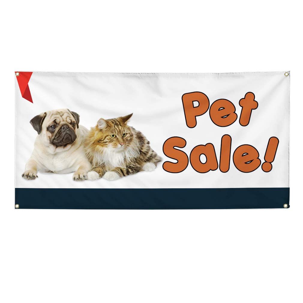 Durable 48x96 Inch Vinyl Banner with 8 Grommets - Weatherproof Outdoor Advertising Sign for Business, Pet Sales & Yard Events - Heavy-Duty Industrial Printing (Multiple Sizes Available) - Perfect for Storefronts, Trade Shows & Outdoor Promotions