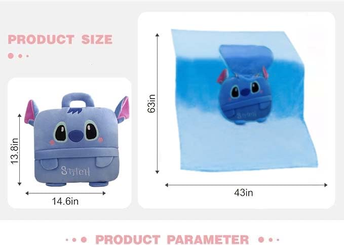 **3-in-1 Plush Travel Pillow Blanket for Kids (Ages 0-15) – Convertible Cozy Blanket & Pillow Bag – Perfect for Airplane, Car, and Camping Trips**