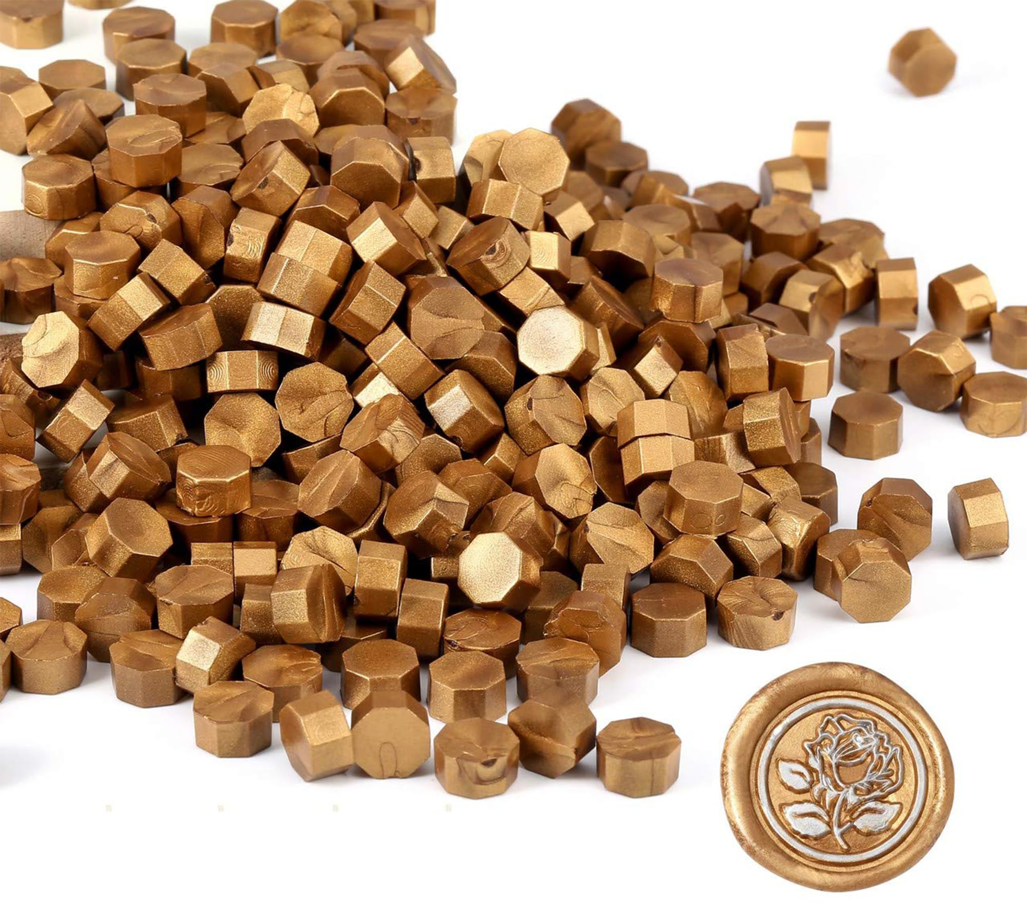 Antique Gold Wax Seal Beads 100 Pcs - Premium Letter Sealing Wax for Cards, Invitations & Envelopes - Perfect for Wedding Invites, Diplomas & Vintage Style Correspondence