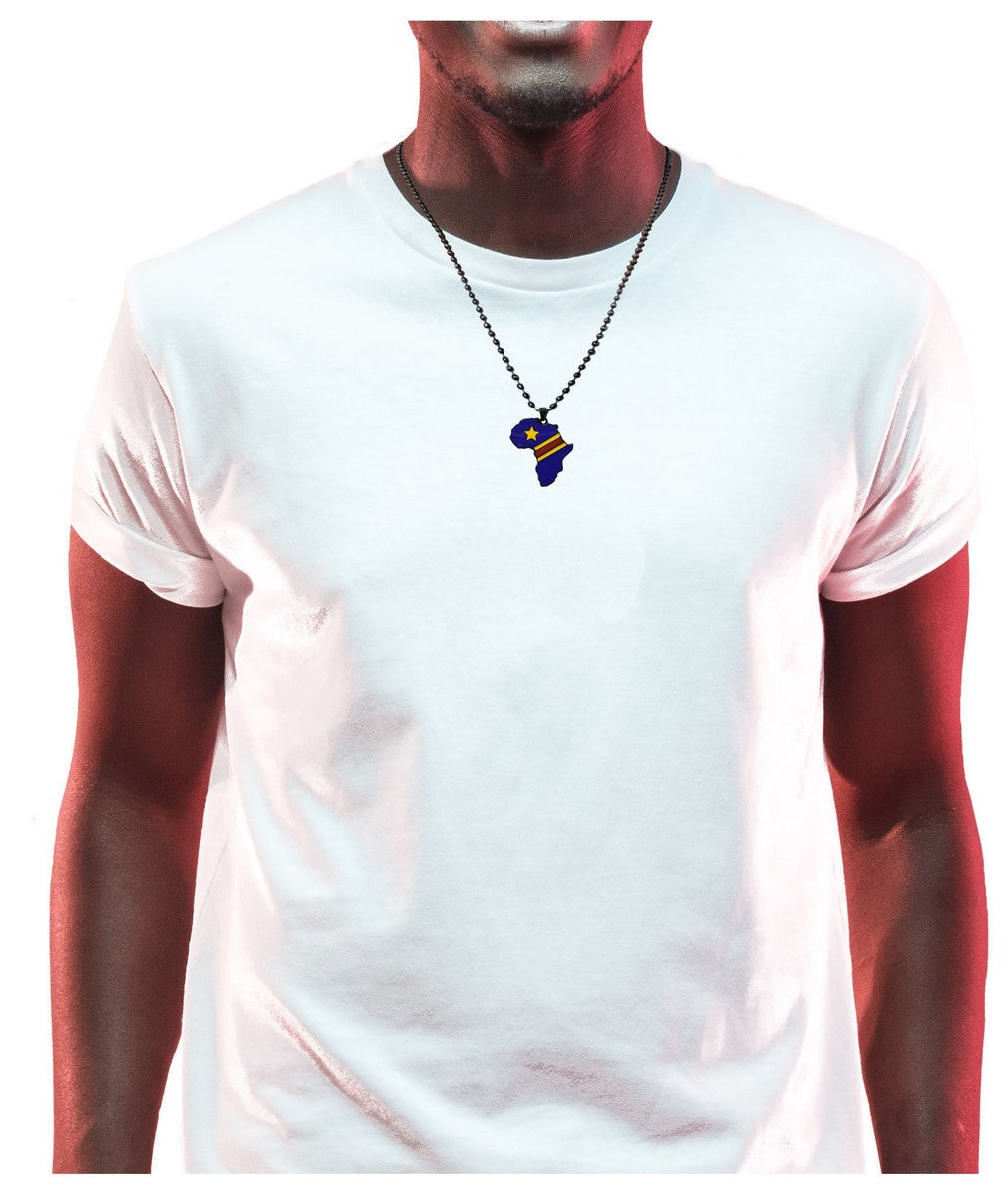 Democratic Republic of Congo Flag Pendant Necklace - African Map Jewelry for Men & Women - Patriotic Gift, Travel Souvenir & Cultural Accessory