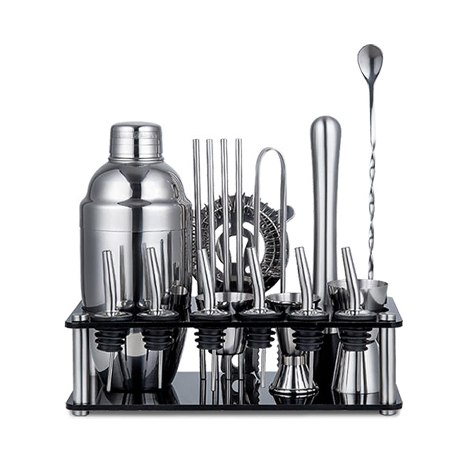 Premium Stainless Steel Cocktail Shaker Set - 18/8 Rustproof Bartender Kit with Strainer & Jigger - Professional Bar Tools for Mixing Martinis, Mojitos & Margaritas - Perfect for Home Bars, Parties & Cocktail Making Gifts
