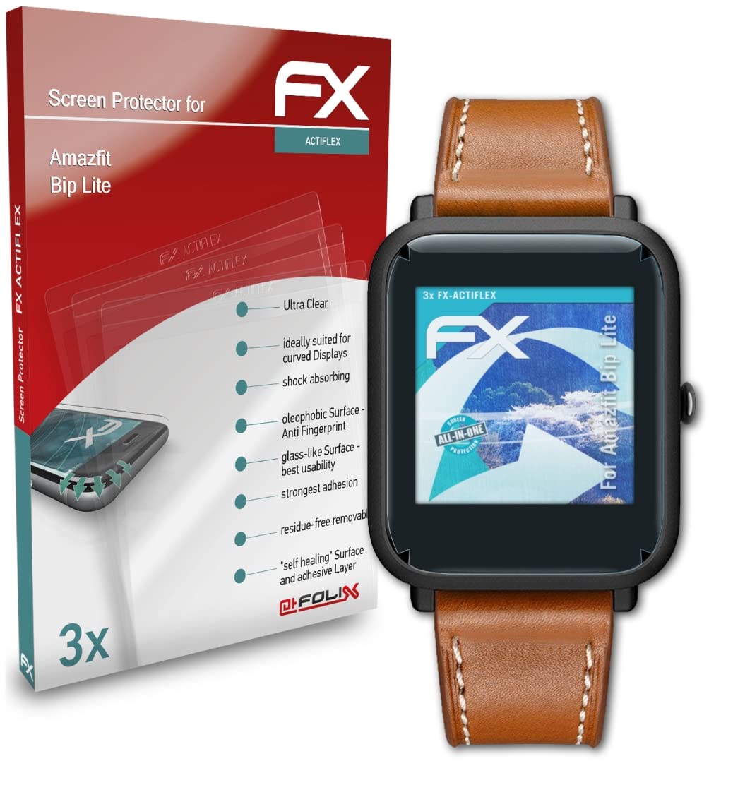 Amazfit Bip Lite Screen Protector - 3 Pack Ultra Clear Flexible FX Film | HD Touchscreen Protection for Smartwatch | Perfect for Workouts, Running & Outdoor Activities