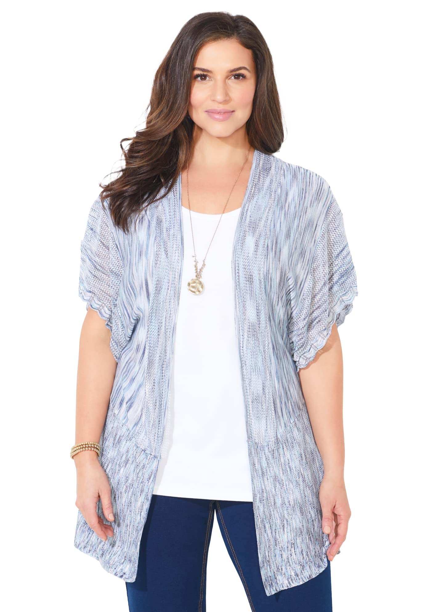 Women's Plus Size Crochet Cardigan - Soft & Stylish Open Front Sweater for Catherines | Perfect for Layering, Casual Outfits & Cozy Evenings