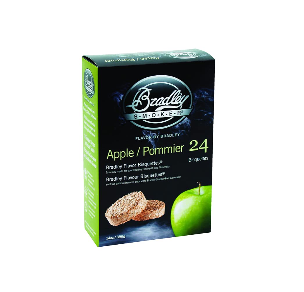 Bradley Smoker Apple Flavor Bisquettes - 24 Pack (3 Pack) | Premium Wood Smoking Chips for BBQ, Grilling & Smoking Meats | Perfect for Ribs, Brisket & Salmon