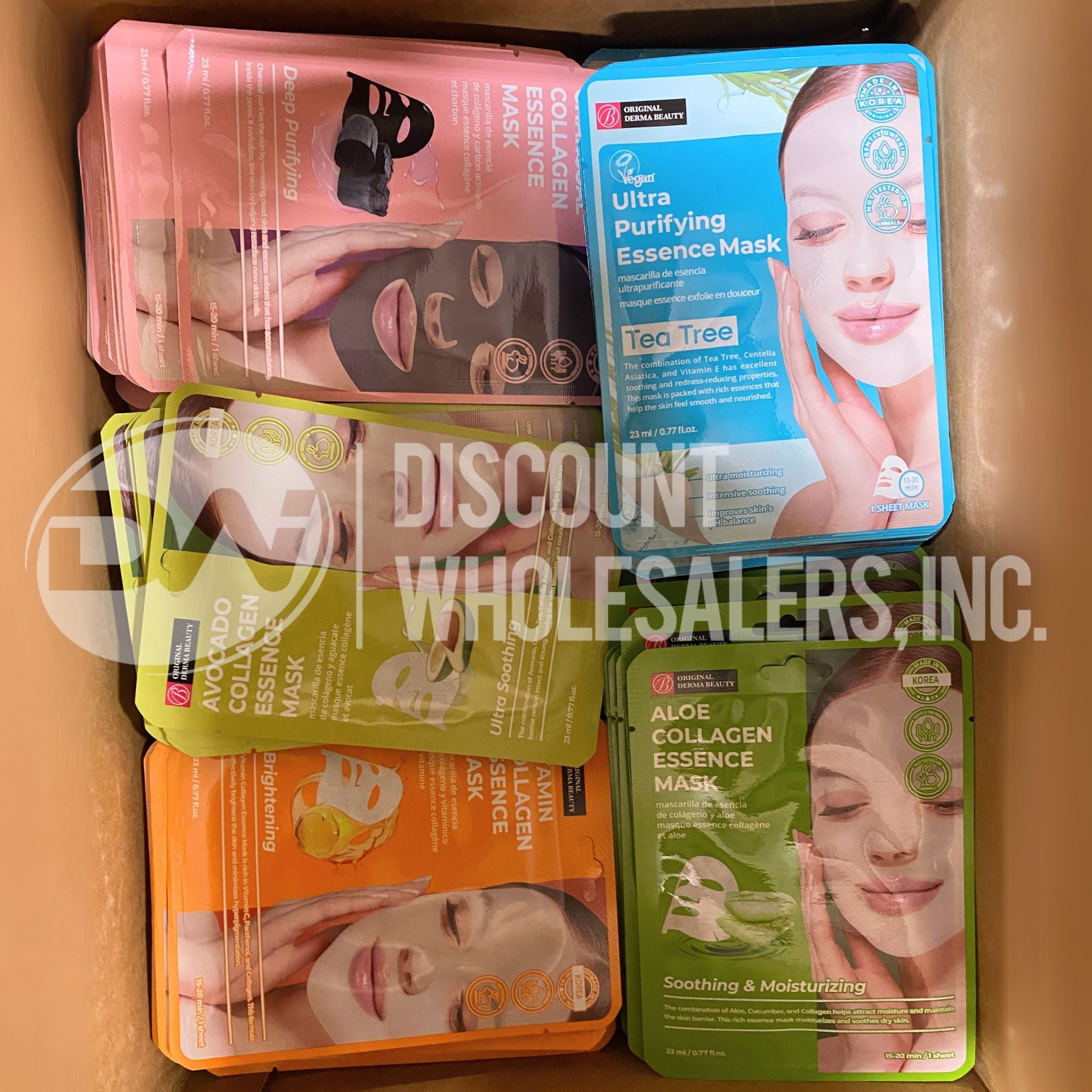 Derma Beauty Mixed Face Mask Set - 100 Pcs Variety Pack for Hydrating, Brightening & Anti-Aging | Spa Day, Self-Care Routine & Skincare Gift