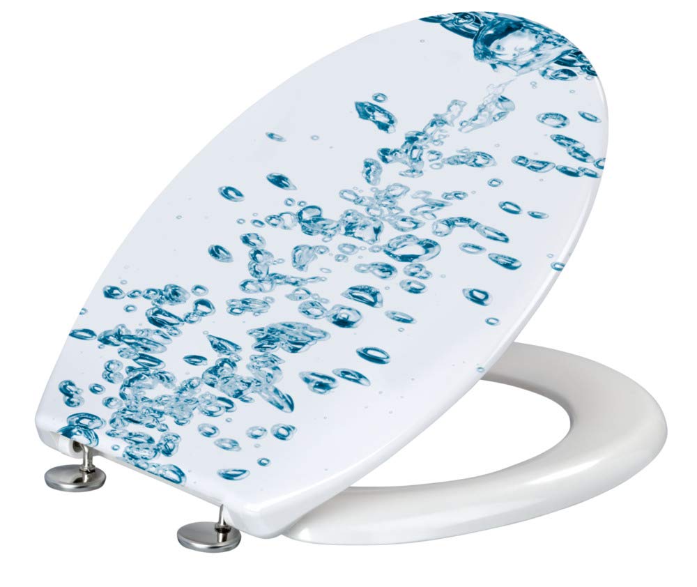 Wenko Rustproof Stainless Steel Toilet Seat with Soda-Resistant Coating, 37.5 x 44.5 x 10 cm, Multicolor - Perfect for Modern Bathrooms & High-Traffic Restrooms