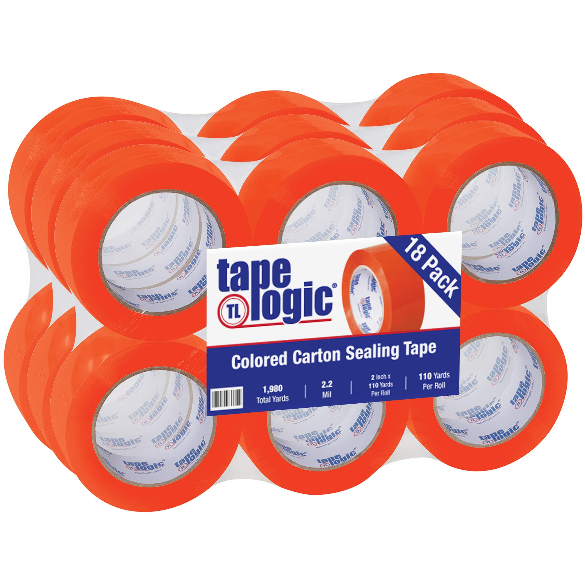 Aviditi Tape Logic 2 Inch x 110 Yard 2.2 Mil Orange Heavy Duty Packing Tape - 18 Pack for Secure Shipping, Moving Boxes, Office & Home Use | Durable Colored Packaging Tape for E-Commerce, Warehouse & Mailroom