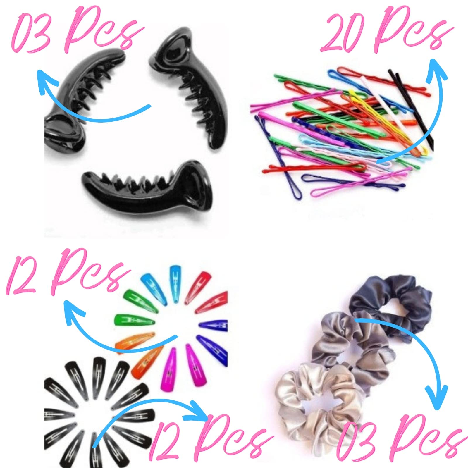 Snowpearl 50-Piece Hair Accessories Set – Bobby Pins, Banana Clips, Tic Tac Clips & Satin Scrunchies for Women & Girls – Perfect for School, Work, Parties & Everyday Styling