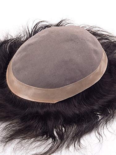 Ekan Monofilament Hair Patch for Men - Natural Black Brown Wig (9x7 inches) with Free Tape & Clips - 30g - Perfect for Hair Loss Solutions & Styling