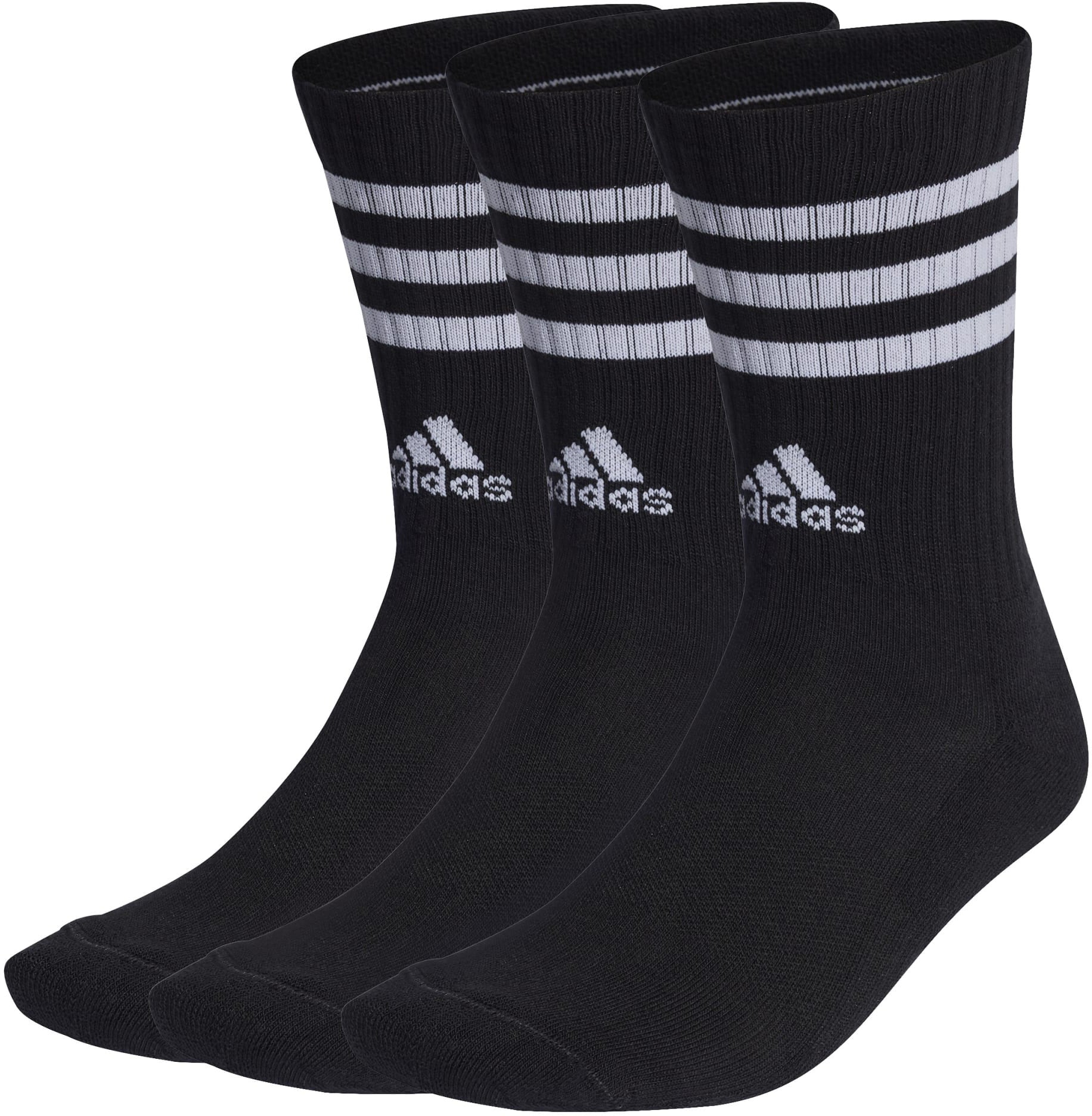 Adidas 3 Stripes Cushioned Crew Socks - 3 Pairs Pack for Men & Women - Comfortable Athletic Socks for Running, Gym & Everyday Wear