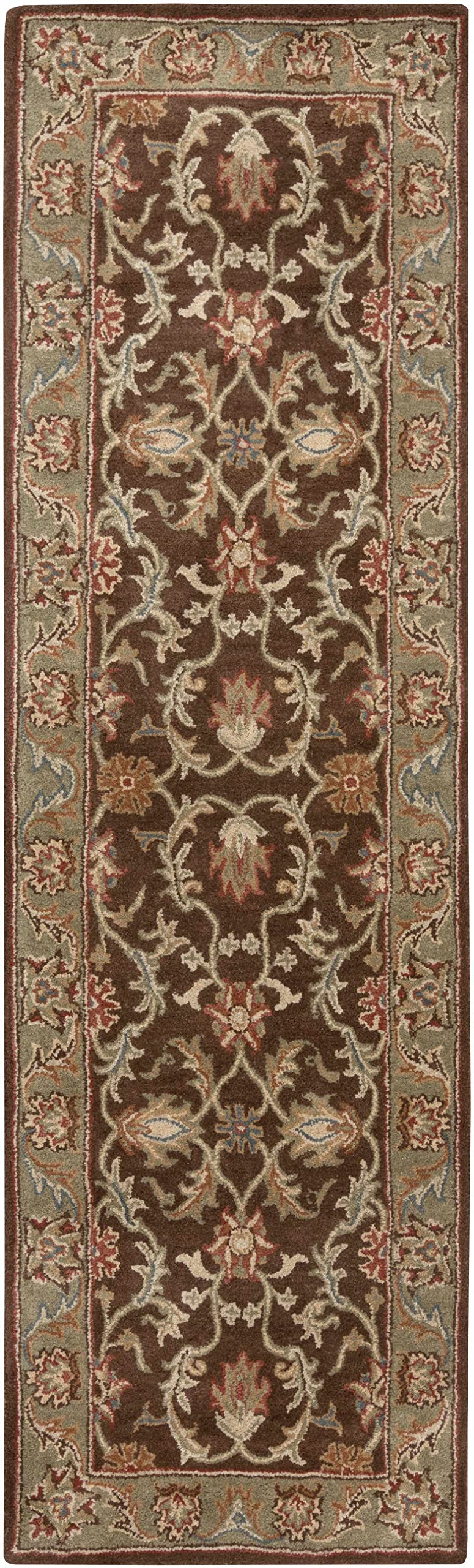 Hauteloom Alexander Wool Area Rug for Living Room & Bedroom - Traditional Beige Brown Red Round 6' - Soft & Durable Home Decor for Cozy Spaces