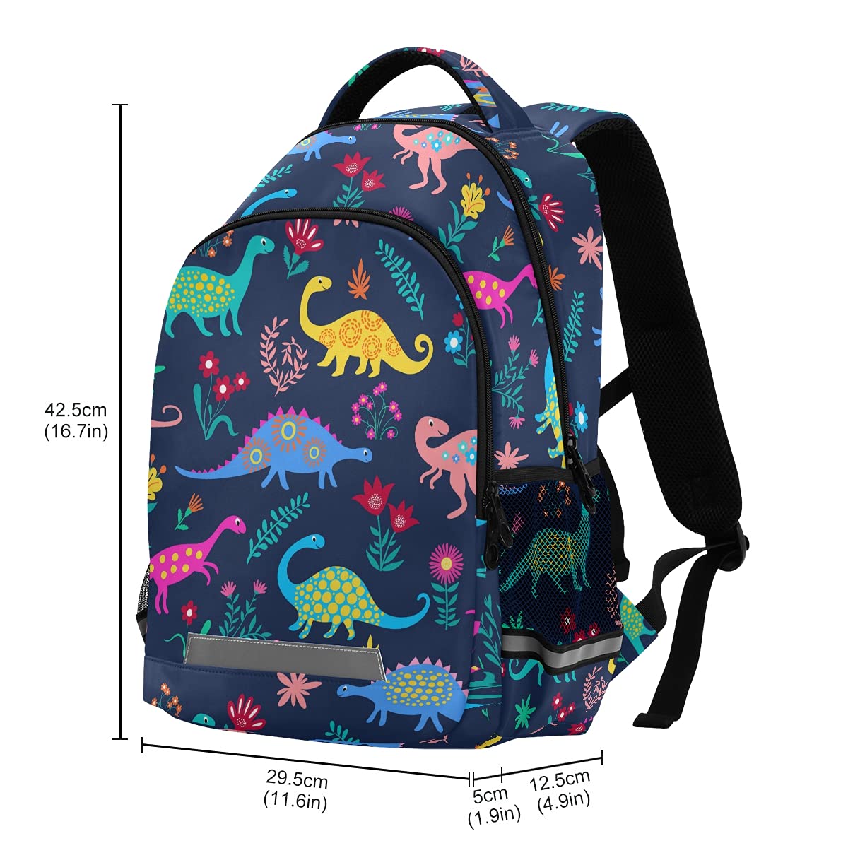 Durable Kids Backpack with Chest Strap - Cute Dinosaur Design School & Travel Backpack for Boys & Girls - Lightweight Laptop Rucksack for Hiking, Camping & Daily Use