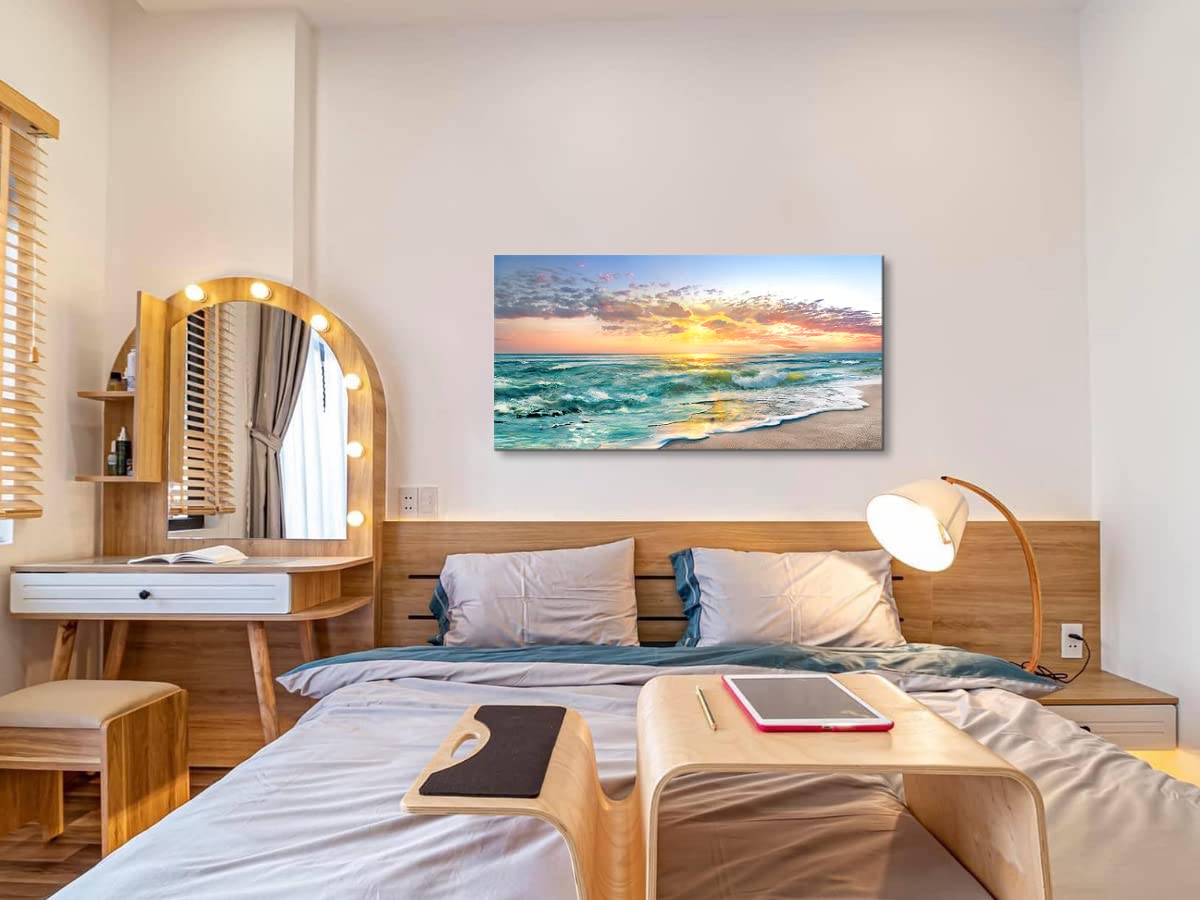 Popuwall Coastal Canvas Wall Art - Beach & Ocean Waves Decor for Living Room & Bedroom
