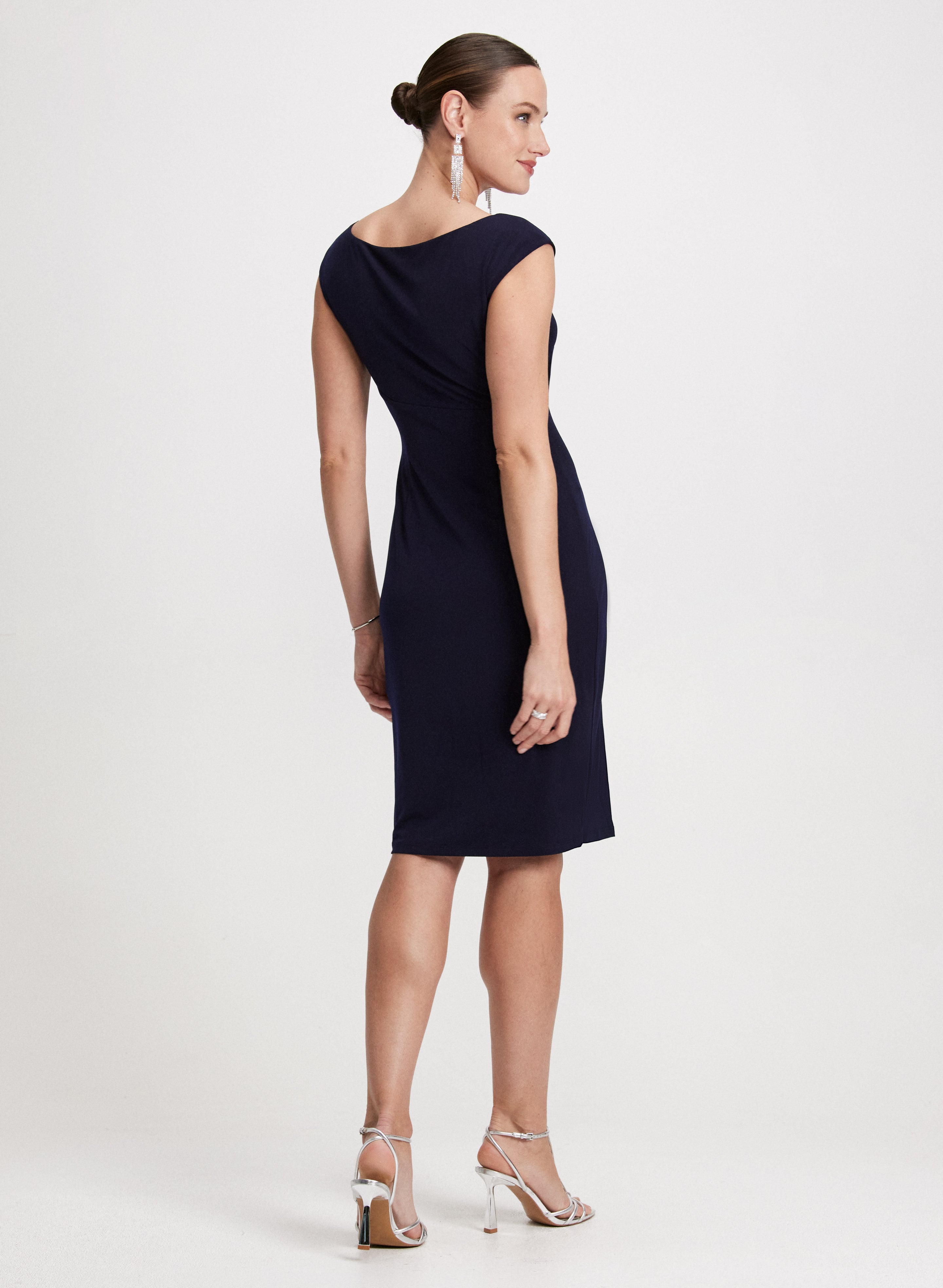 Elegant Drape Effect Short Dress for Women - Flowy Party & Cocktail Dress for Night Out, Date Night, and Special Occasions