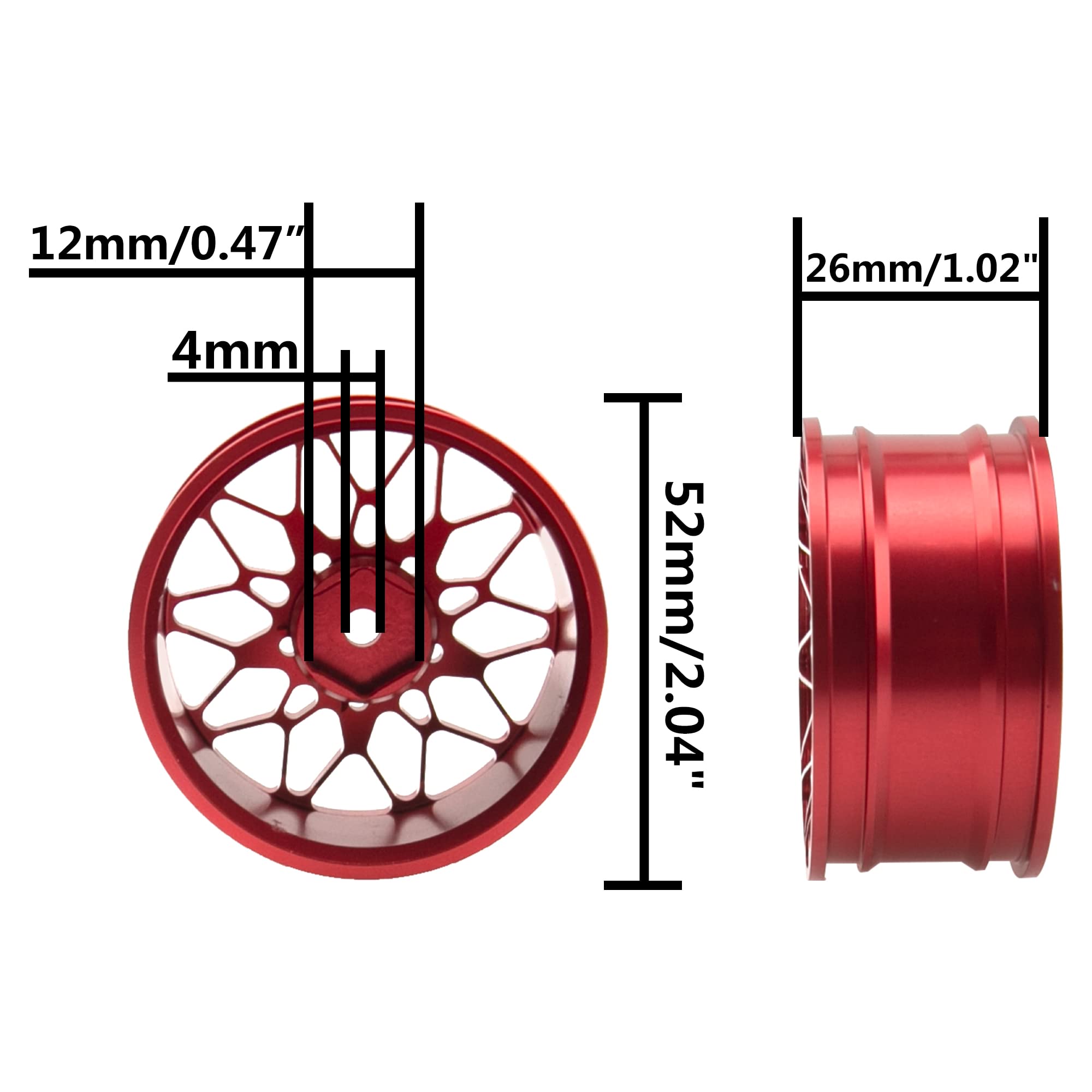 ShareGoo 12mm Hex Hubs Metal Wheel Rims for 1/10 RC Drift & On-Road Racing - Compatible with HSP, Tamiya, Kyosho, RedCat, Sakura, WLtoys - Universal Fit for Touring Cars (Red) - Perfect for Competitive Drifting & High-Speed Racing