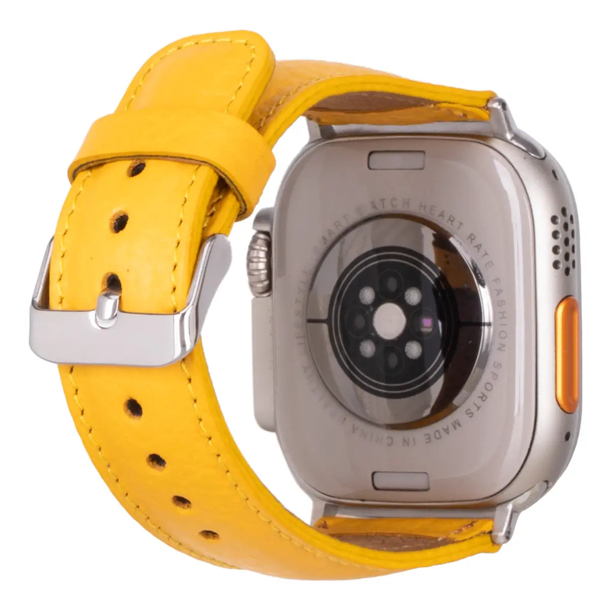 Premium Yellow Leather Apple Watch Band - Classic Strap for Apple Watch Series 9/8/7/SE/6/5/4/3/2/1 - Fashionable & Durable Replacement Strap for Work, Gym & Everyday Wear