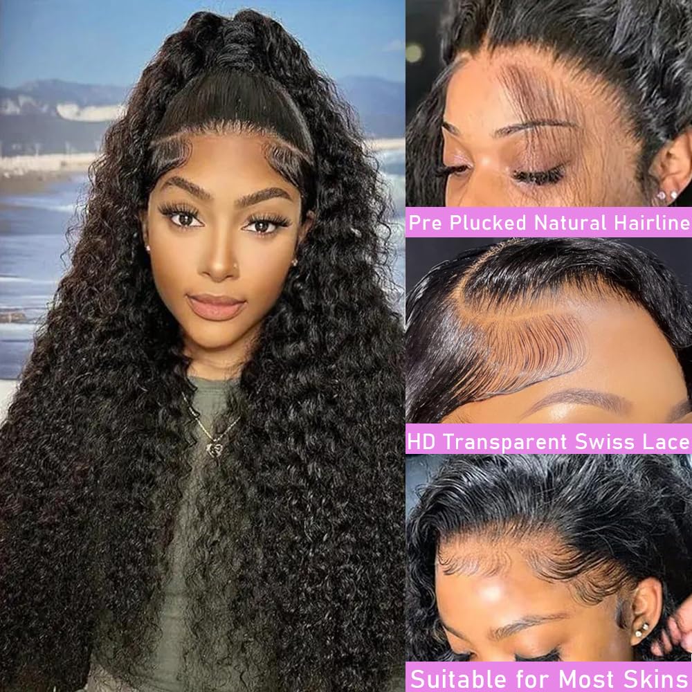 soHygge 30 Inch Deep Wave Lace Front Wigs Human Hair 13x6 HD Lace - Pre Plucked Deep Curly Human Hair Wig with 200% Density - Glueless Frontal Wigs for Women - Perfect for Daily Wear, Cosplay & Special Occasions