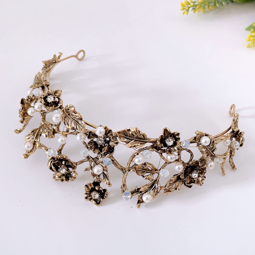 Beavorty Elegant Crown Headband - Wedding Bridal Headpiece with Imitation Pearls, Birthday Party Hair Accessories for Girls, Prom & Special Occasions