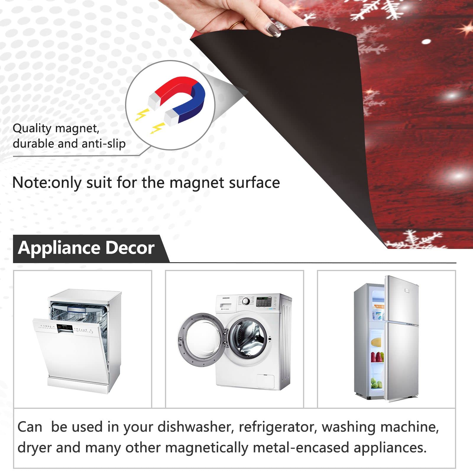 Winter Fir Trees Magnetic Dishwasher Cover 23x26 Inch - Snowy Christmas Refrigerator Decal Panel for Kitchen Appliances | Holiday Home Decor for Dishwasher & Fridge