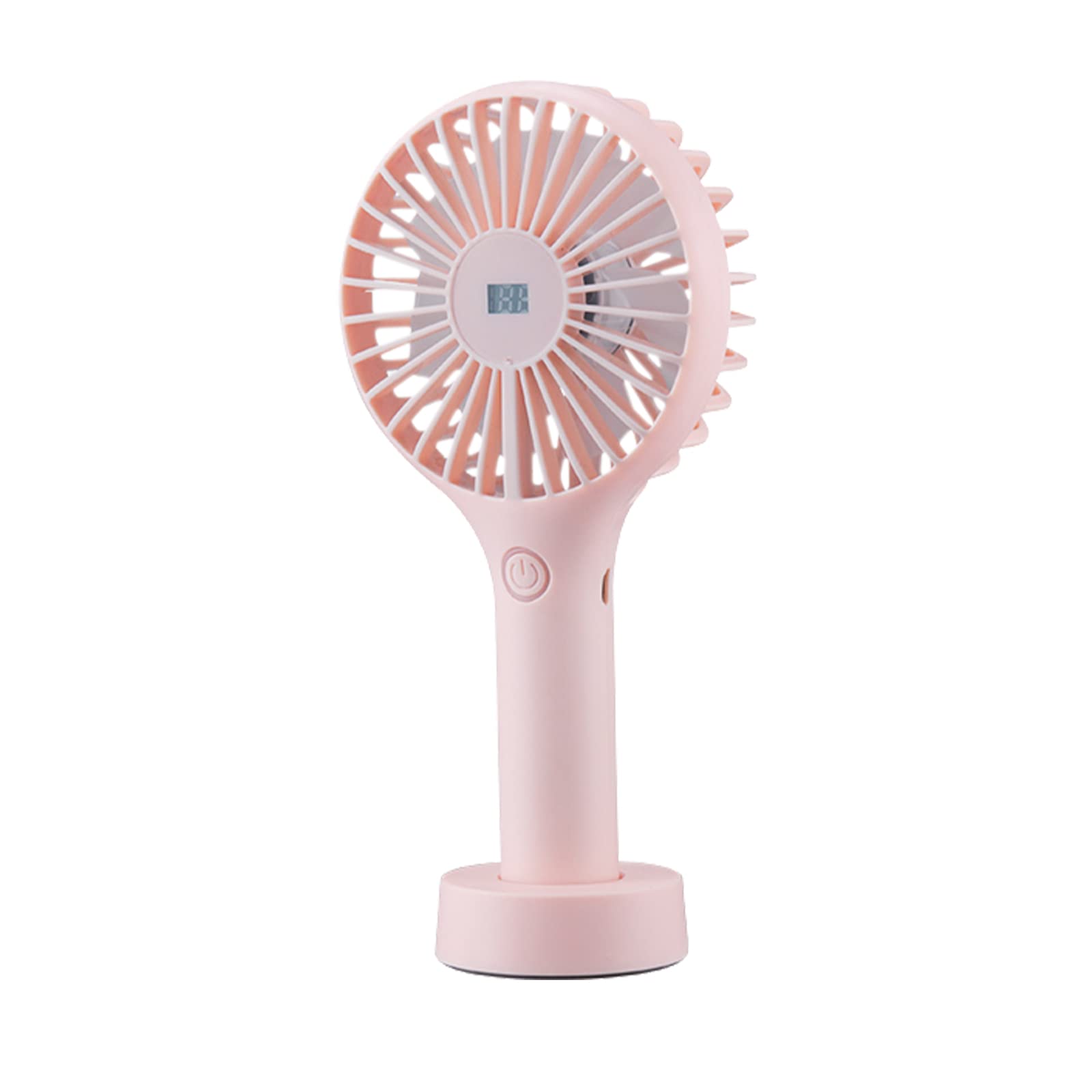 Portable Handheld Mini Fan with Power Display - 3 Speed Adjustable USB Rechargeable Personal Desk Fan for Home, Office, Travel & Outdoor Use - Compact Cooling Solution (Pink)