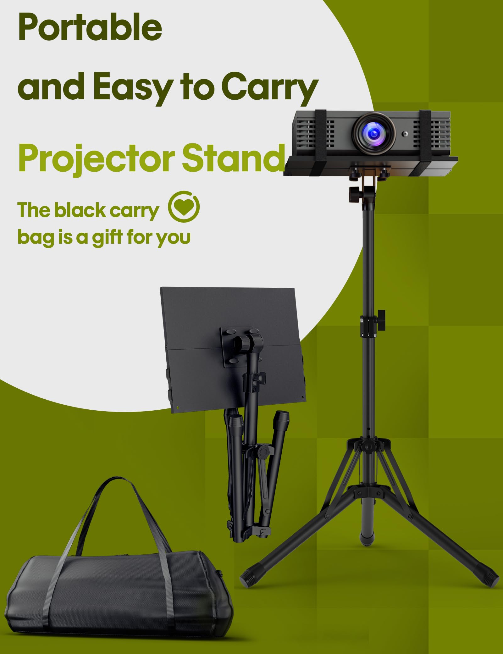 Upgraded Portable Projector Stand Tripod - Adjustable Height 26-56 Inch, Laptop Floor Stand with Mouse Tray for Home Theater, Office Presentations, DJ Setup & Outdoor Movie Nights | Perfect for Conference Rooms, Classrooms & Studio Productions