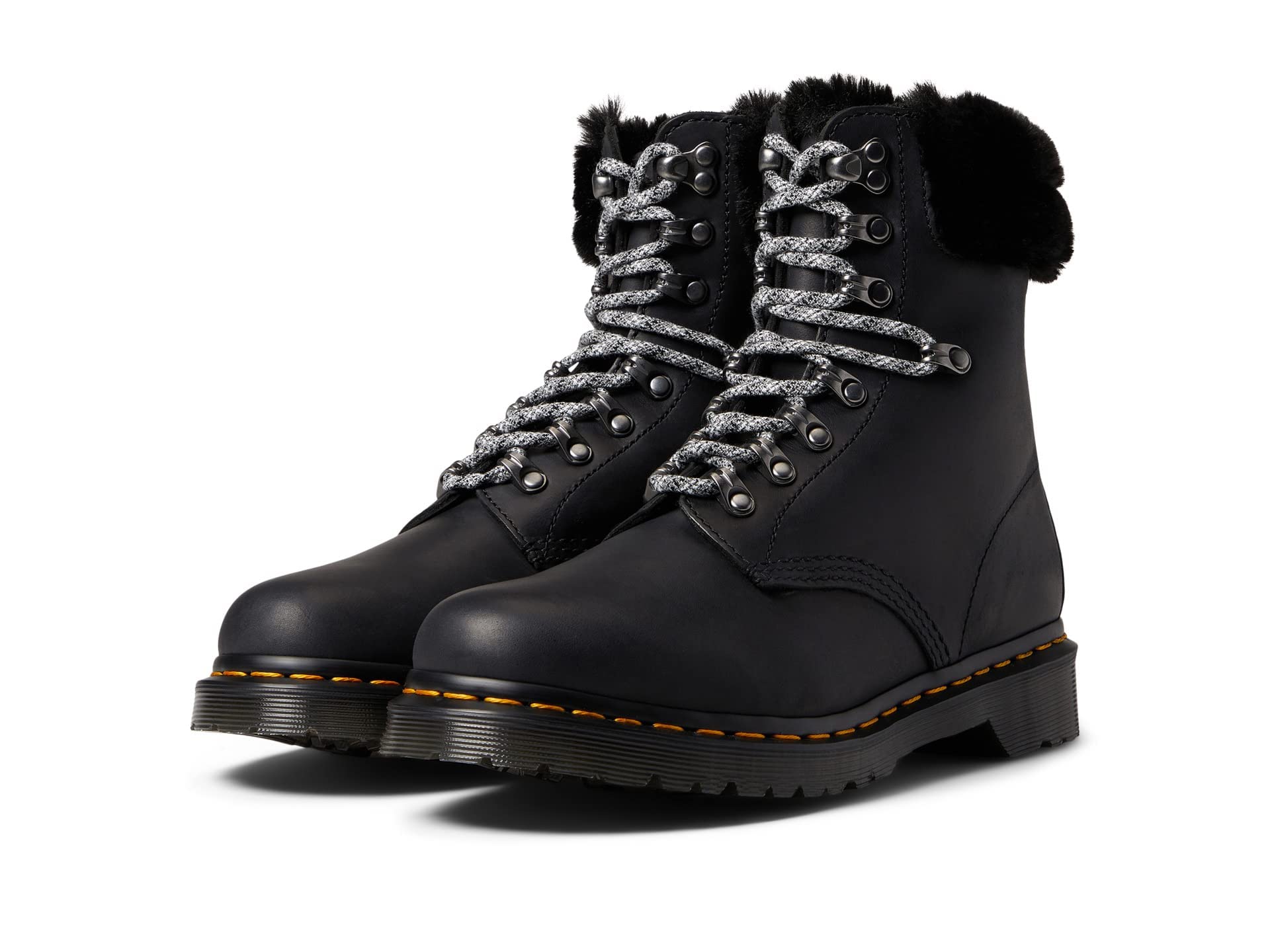 Dr. Martens Men's 1460 Serena Collar Milo Faux Fur Boots - Stylish Winter Footwear for Cold Weather & Urban Fashion