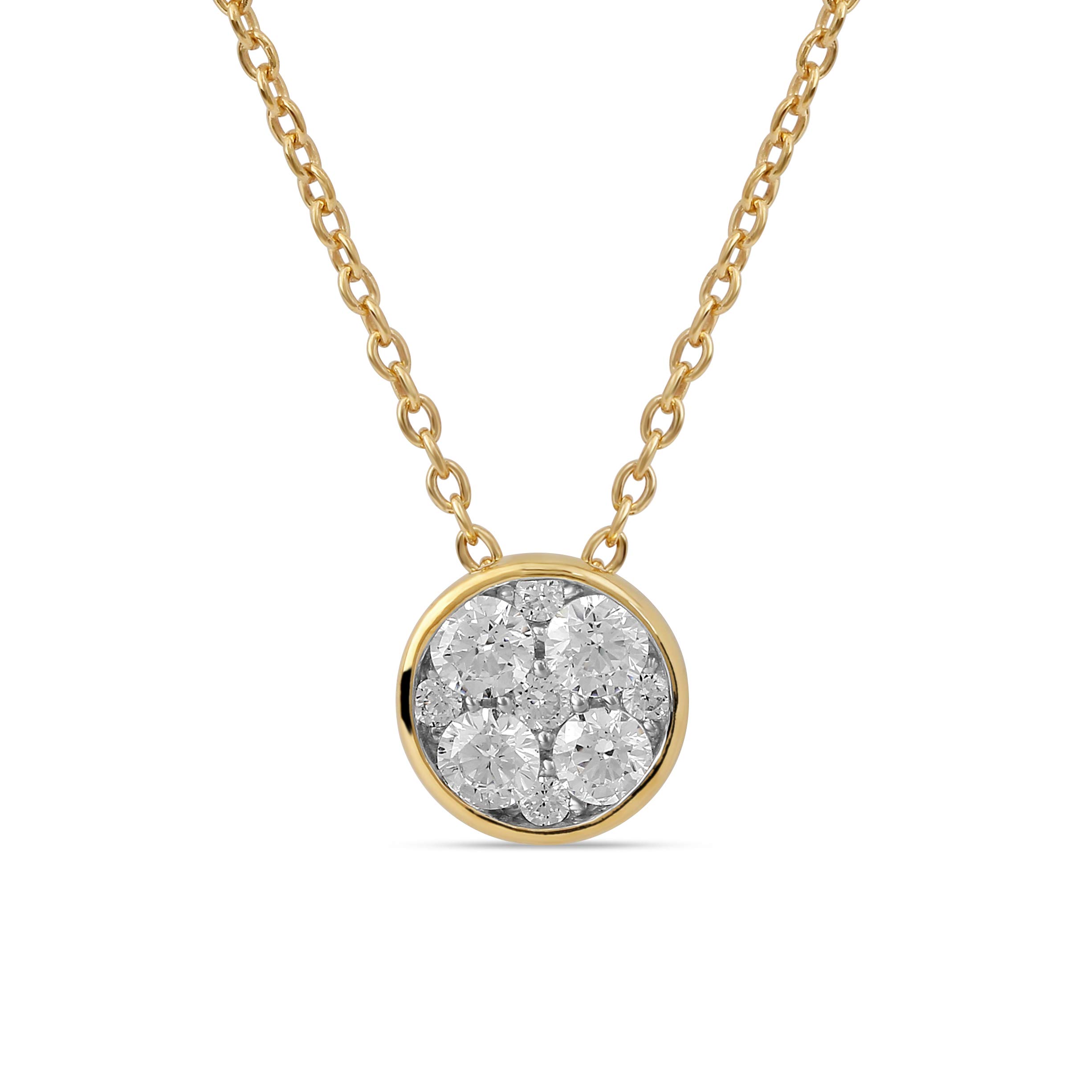 1/4 CT.TDW Sterling Silver Diamond Cluster Pendant Necklace for Women - Rhodium Plated Elegant Jewelry Gift for Her, Birthday, Anniversary & Special Occasions | Labella