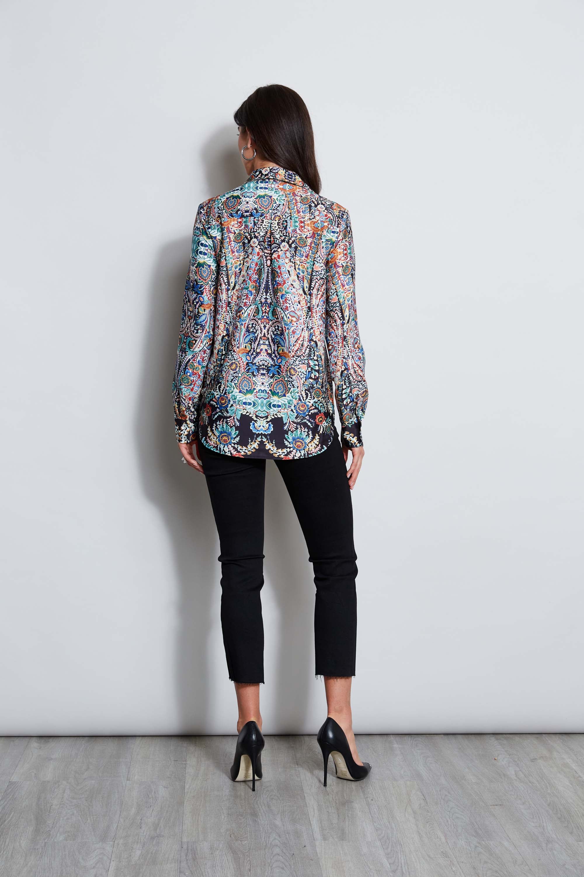 Tahari Royal Garden Button Down Shirt for Women - Elegant Floral Print Blouse for Office, Party & Casual Wear | Professional & Stylish Women's Top