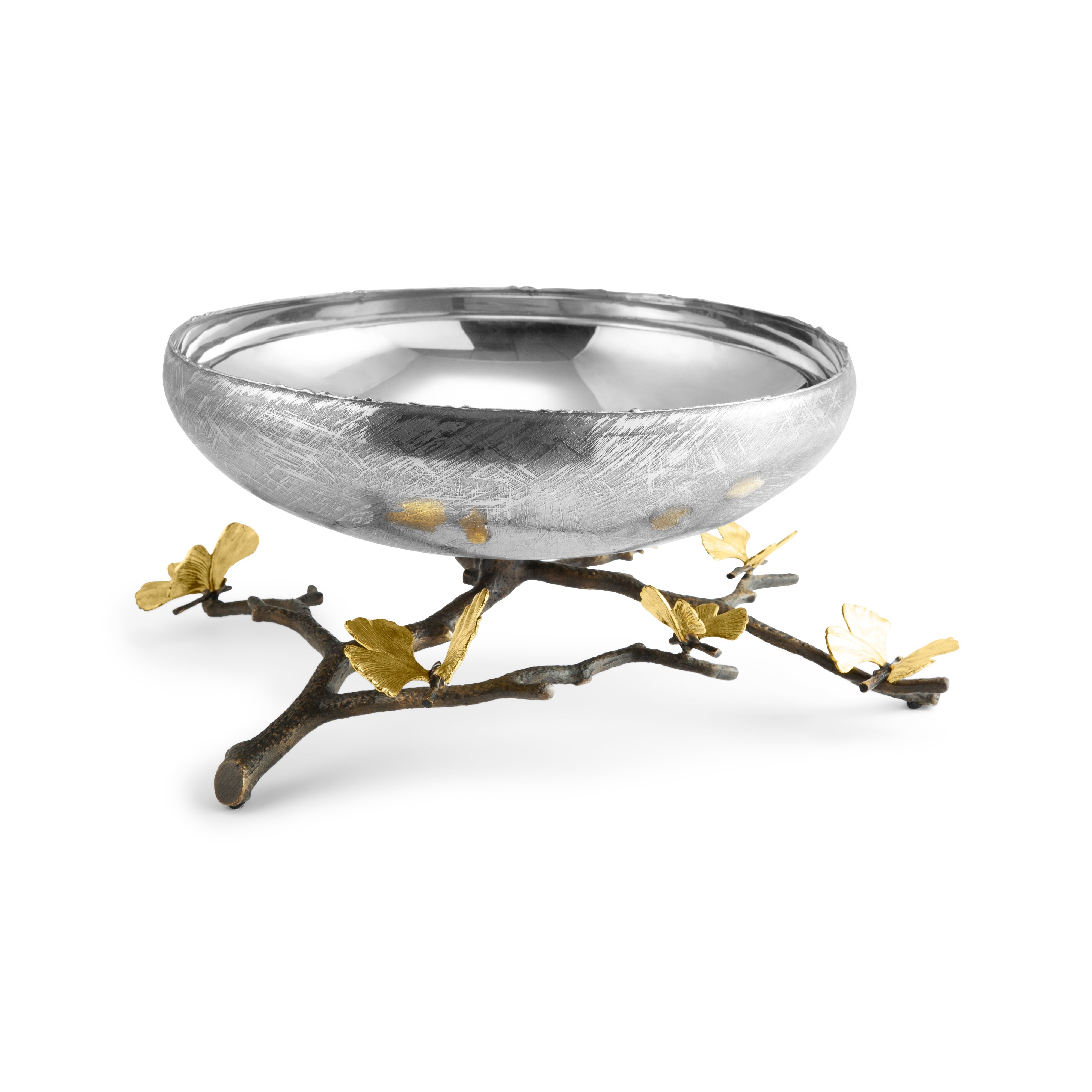 Butterfly Ginkgo Footed Bowl - Handcrafted Ceramic Serving Dish for Salads, Fruits & Desserts - Perfect for Dinner Parties & Home Decor