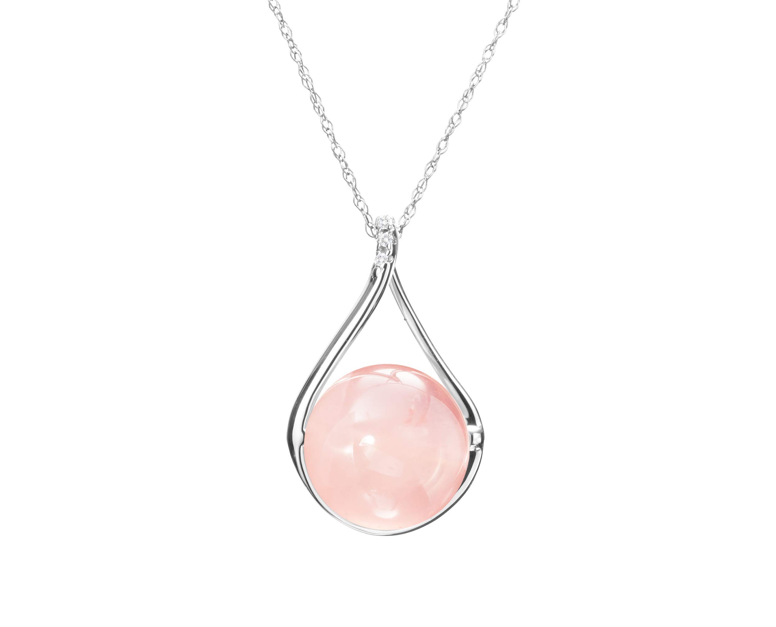 Majade Rose Quartz Necklace - 14K White Gold Pink Gemstone Pendant, Handmade Minimalist October Birthstone Jewelry for Women - Perfect for Daily Wear, Gifts & Special Occasions