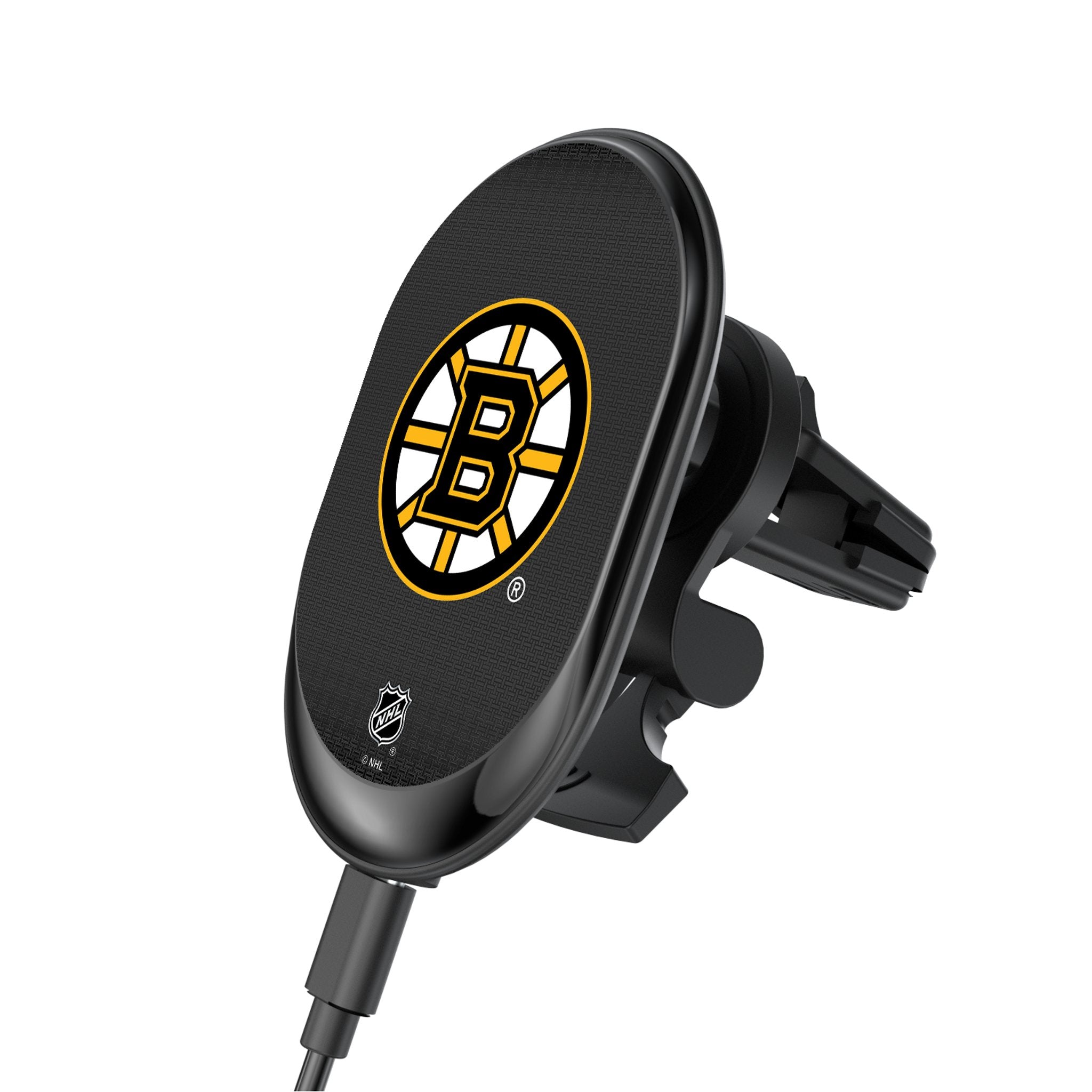 Boston Bruins Wireless Magnetic Car Charger - Fast Charging Linen Phone Mount for iPhone & Android - Perfect for Commuting & Road Trips