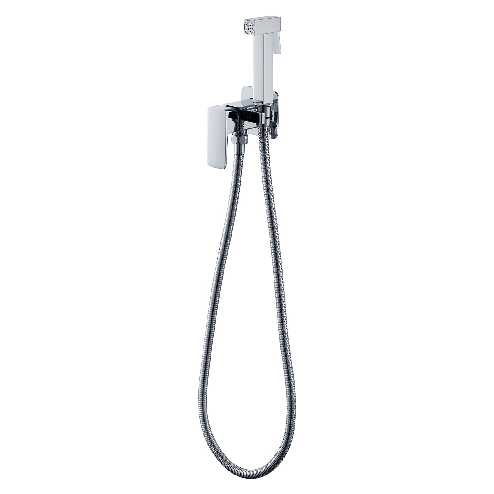 Poopee Warm & Cold Water Bidet Sprayer for Toilet - Stainless Steel Handheld Bidet Attachment with Brass Valve - Feminine Hygiene, Pet & Baby Care - Square Silver Design - Perfect for Bathroom Upgrades & Family Hygiene Needs
