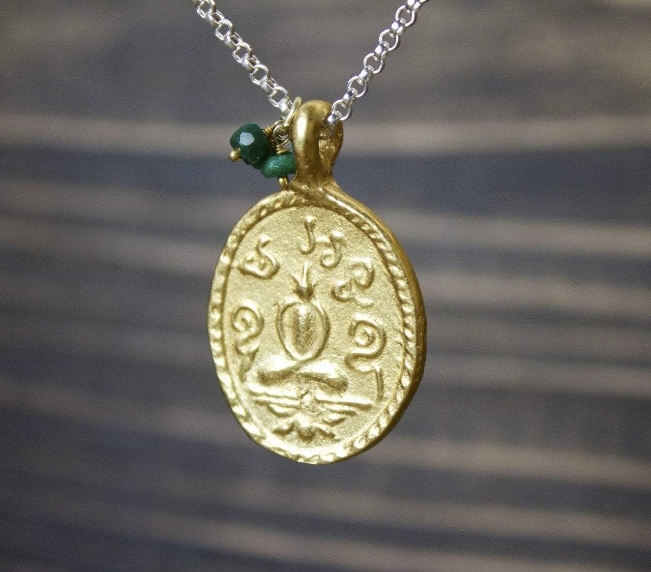 Green Namo Amulet Necklace - Buddhist Protection Pendant for Meditation, Travel & Spiritual Healing | Handmade Jewelry for Men & Women