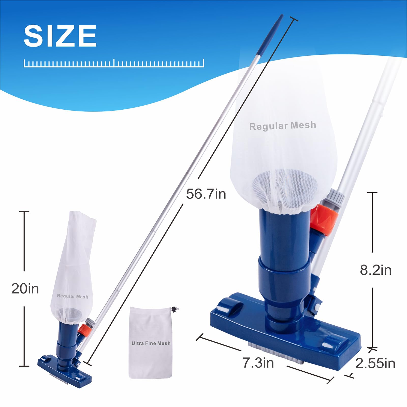 Upgraded Pool Spa Jet Vacuum Cleaner with Brush & 56